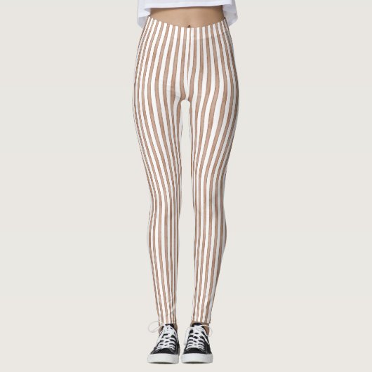 Leggings Chic Brown rayures blanches (Devant)