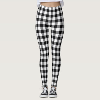 Leggings Chic Carreau Gingham Noir Et Blanc À Carreaux