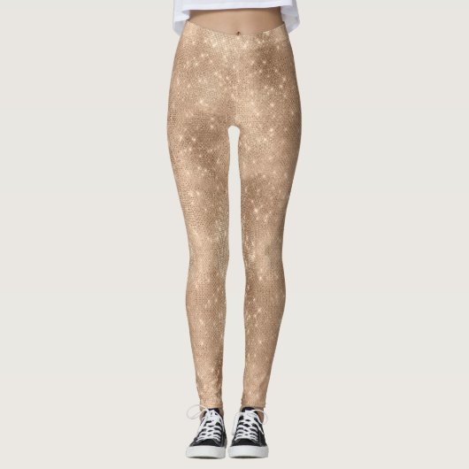 Leggings Chic Champagne Gold Sparkle Glitz Noël (Devant)