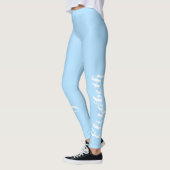Leggings Chic Cool élégant Bleu Personnalisé Nom Exercice S (Gauche)