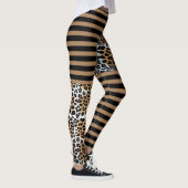 Leggings Chic élégant Leopard Brown et rayures Brown noires (Droite)
