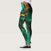 Leggings Chic Elegant vert foncé jaune Faux Marble (Gauche)