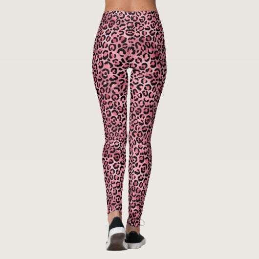 Leggings Chic Empreinte de léopard noir rose tendance (Dos)