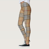 Leggings chic en plaid beige avec un Tartan élégan (Gauche)