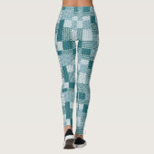 Leggings Chic ethnique Faux Patchwork Motif, Turquoise et b (Dos)