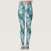 Leggings Chic ethnique Faux Patchwork Motif, Turquoise et b (Devant)