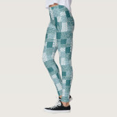 Leggings Chic ethnique Faux Patchwork Motif, Turquoise et b (Gauche)