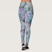 Leggings Chic Floral Blue Purple Hydrangea Motif (Dos)