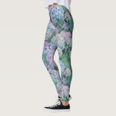 Leggings Chic Floral Blue Purple Hydrangea Motif (Gauche)