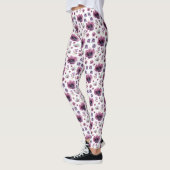 Leggings chic floral foliage purple blooming flowers (Gauche)