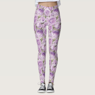 Leggings Chic Floral Lavender et Purple Rose Motif