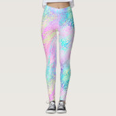 Leggings Chic Girly Rainbow Shimmer Empreinte de léopard (Devant)