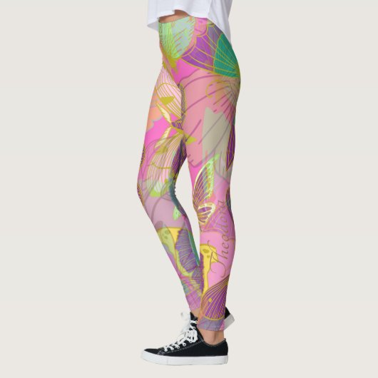 Leggings Chic gold Butterfly Turquoise Violet (Gauche)