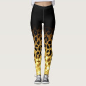 Leggings Chic Gold Glitter Leopard Print Pattern (Devant)
