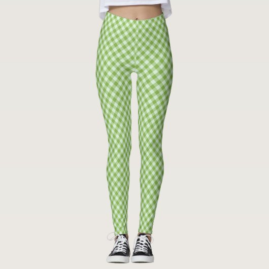 Leggings Chic Green Check En vichy Motif à Customiser (Devant)