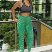 Leggings Chic Jade Green Diamonds Motif