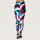 Leggings Chic Joué Abstrait Rétro Wavy bleu-rose (Dos)
