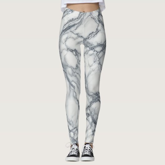 Leggings Chic Marbre Gris & Blanc Vue Glamour (Devant)