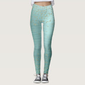 Leggings Chic Mint Glam Gold Sparkle Confetti Personnalisé (Devant)