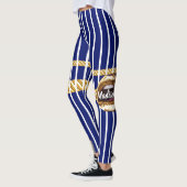 Leggings Chic Navy Gold Lips Lines Beauté Girl Custom (Gauche)