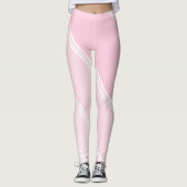 Leggings Chic neige blanche sous impression à bande rose (Devant)