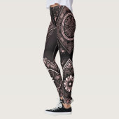 Leggings Chic Noir Rose et Blanc Mandala (Gauche)