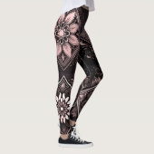 Leggings Chic Noir Rose et Blanc Mandala (Droite)