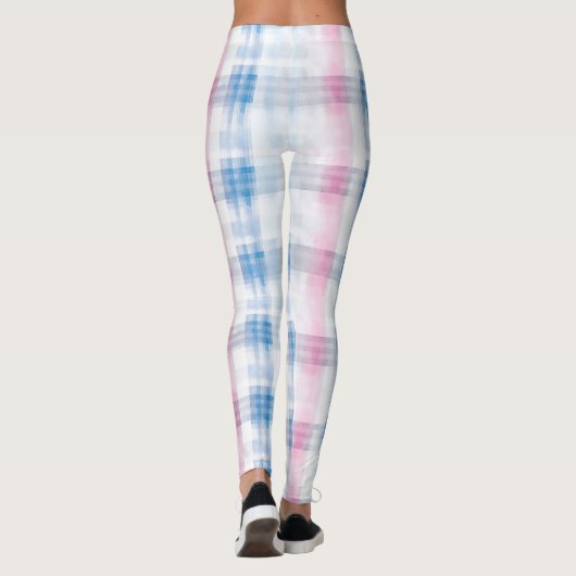 Leggings Chic Pink Blue Stripes (Dos)