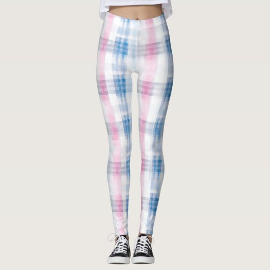 Leggings Chic Pink Blue Stripes (Devant)