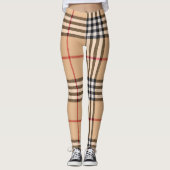 Leggings Chic Plaid Base Tan Chaud Crisp Blanc Noir Brown (Devant)