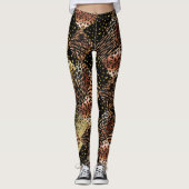 Leggings Chic poster de animal noir de cuivre rose léopard (Devant)
