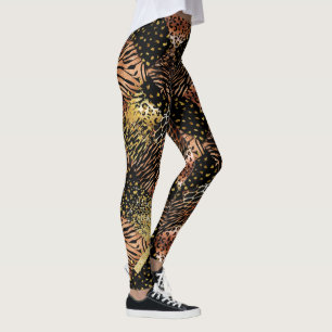 Leggings Chic poster de animal noir de cuivre rose léopard