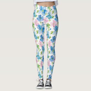 Leggings Chic rose bleu bleu floral
