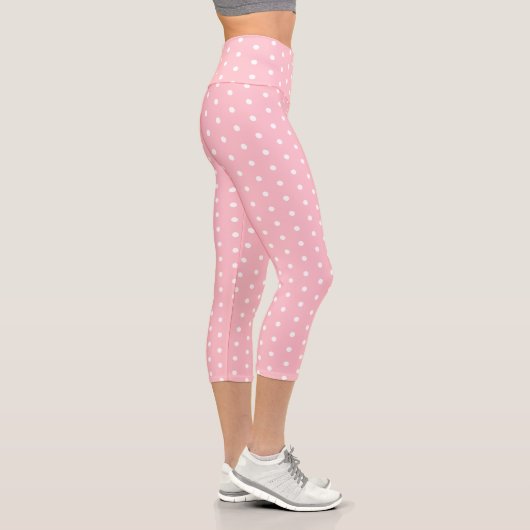 Leggings chic rose Capri avec Motif à points blanc (Droite)