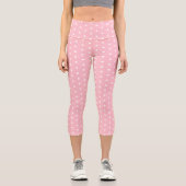 Leggings chic rose Capri avec Motif à points blanc (Recto)
