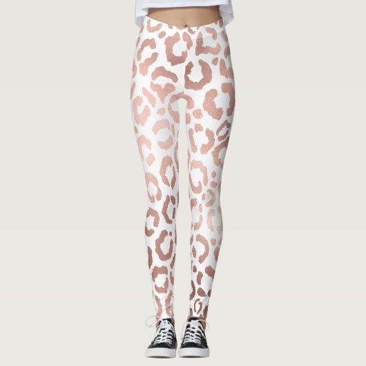 Leggings Chic Rose Gold Leopard Cheetah Poster de animal (Devant)