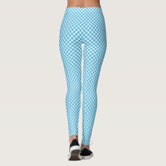 Leggings Chic Sky Blue et blanc En vichy à Customiser (Dos)