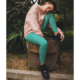 Leggings Chic Turquoise Petite mode Motif Pois