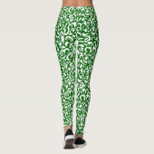 Leggings Chic Vert foncé blanc Damas Floral Art Motif (Dos)