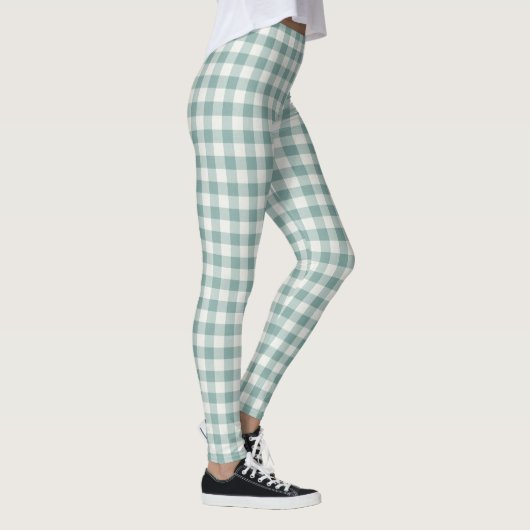 Leggings Chic vert Mint Blanc En vichy rayures (Droite)