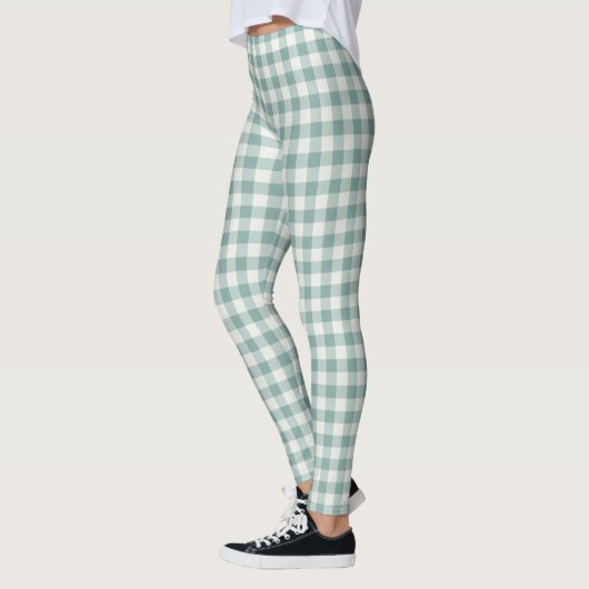 Leggings Chic vert Mint Blanc En vichy rayures (Gauche)