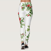 Leggings Chic Xmas Vert Rouge Mistletoe Plante Aquarelle (Dos)