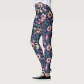 Leggings Chickadees in the wild rose in pink and blue (Gauche)