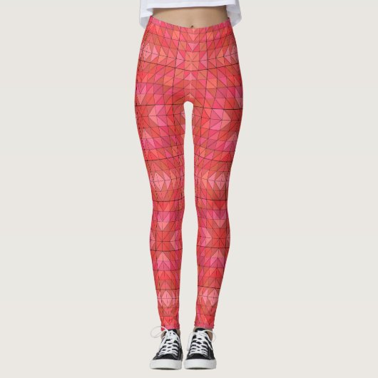 Leggings chics modernes avec Triangles rouges gras (Devant)