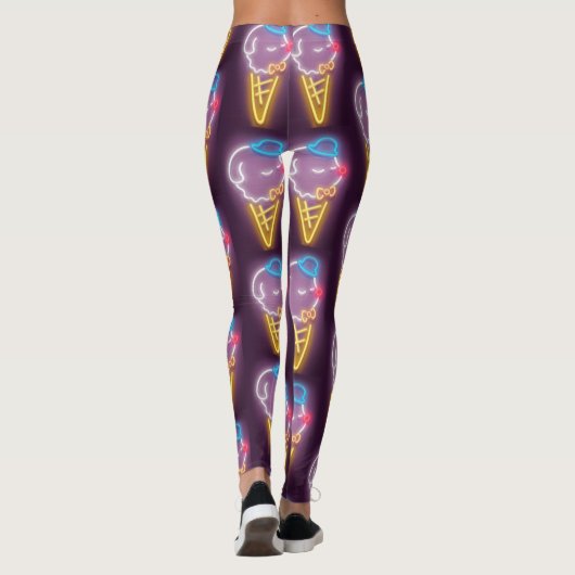 Leggings Chien à crème glacée de néon (Dos)