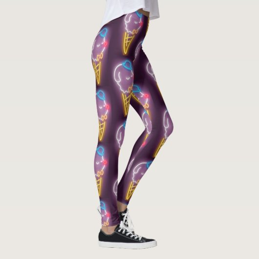 Leggings Chien à crème glacée de néon (Droite)