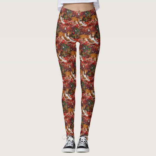 Leggings Chien Basenji Fête de Noël (Devant)