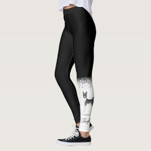 Leggings Chien Basenji Mignon En Noir Et Blanc & Texte Pers