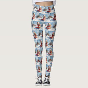 Leggings Chien beagle dans la boue Laisser il neige Noël