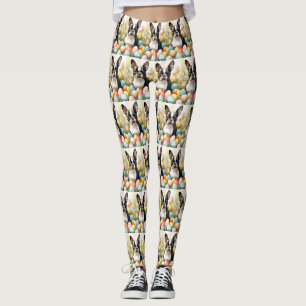 Leggings Chien Boston Terrier avec œufs de Pâques vacances